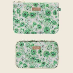 Papinelle Cosmetic Bag Set Florence Tea Green Excellent Condition